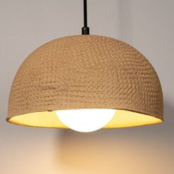 Large Rustic Ceramic Pendant Light - Handmade Wooden Look Chandelier for Kitchen Island Lighting
