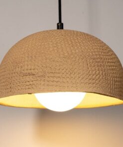Large Rustic Ceramic Pendant Light - Handmade Wooden Look Chandelier for Kitchen Island Lighting