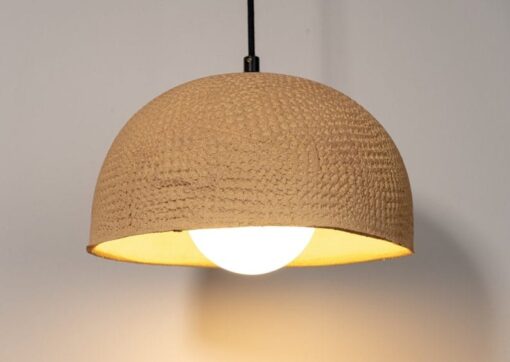 Large Rustic Ceramic Pendant Light - Handmade Wooden Look Chandelier for Kitchen Island Lighting