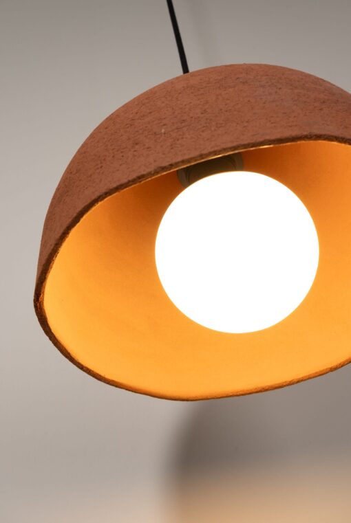 Large Terracotta Dome Pendant Light - Handmade Stoneware Chandelier - Wabi Sabi Modern Lighting - New Home Item - Image 4