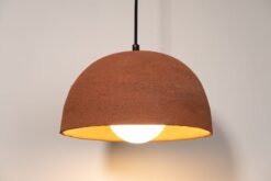 Large Terracotta Dome Pendant Light - Handmade Stoneware Chandelier - Wabi Sabi Modern Lighting - New Home Item