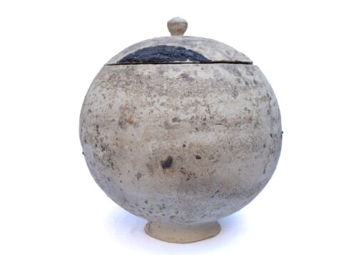Large White Ceramic Vase with Lid - Textured Rustic Stoneware Flower Pot - Antique Contemporary Pottery Decor - Image 2