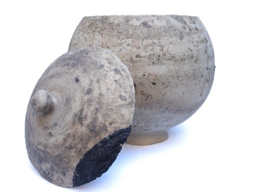 Large White Ceramic Vase with Lid - Textured Rustic Stoneware Flower Pot - Antique Contemporary Pottery Decor - Image 3