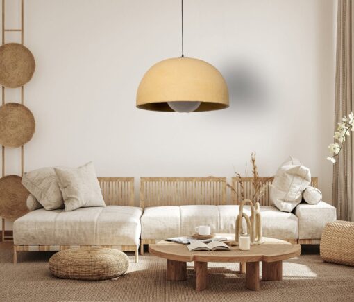 Large Yellow Ceramic Pendant Light - Handmade Dome Chandelier - Modern Texture - Valentine's Day Item - Home Decor - Image 2