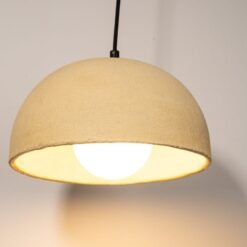Large Yellow Ceramic Pendant Light - Handmade Dome Chandelier - Modern Texture - Valentine's Day Item - Home Decor