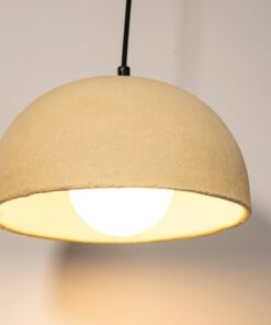 Large Yellow Ceramic Pendant Light - Handmade Dome Chandelier - Modern Texture - Valentine's Day Item - Home Decor