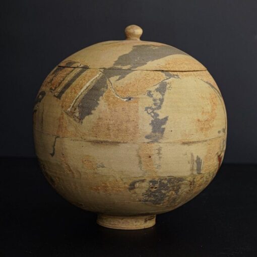 Large Yellow Ceramic Vase - Vintage Rustic Flower Pot for Living Room Decor - Ethnic Pottery Tall Vase