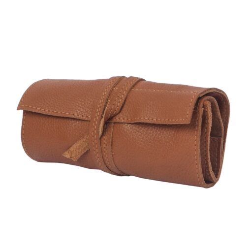 Leather Charger Roll Up Organizer - Travel Cable Cord Case - Portable Tech Accessories Pouch - Image 3