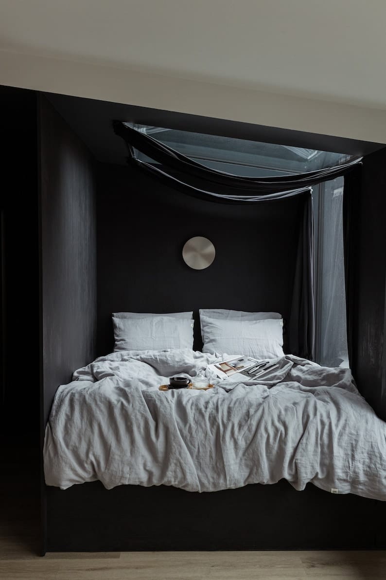 Light Grey Linen Bedding Set - 100% Organic Flax - Queen King Twin Sizes
