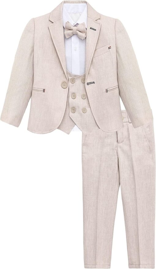 Lilax Boys' 5-Piece Suit Set - Formal Jacket, Vest, Pants, Shirt & Bowtie - Wedding, Party, Communion - Image 2