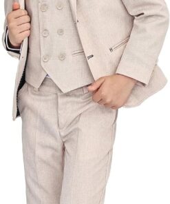 Lilax Boys' 5-Piece Suit Set - Formal Jacket, Vest, Pants, Shirt & Bowtie - Wedding, Party, Communion