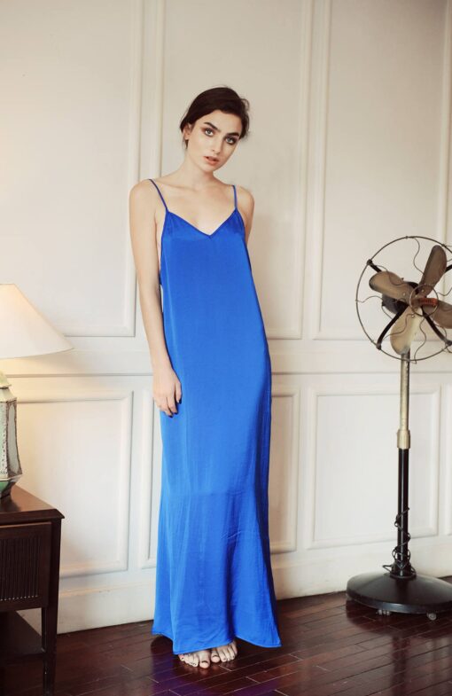 Luxurious Silk Slip Dress Open Back Maxi Gown | Silk Sleepwear Nightie - Image 3