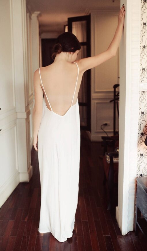 Luxurious Silk Slip Dress Open Back Maxi Gown | Silk Sleepwear Nightie - Image 2