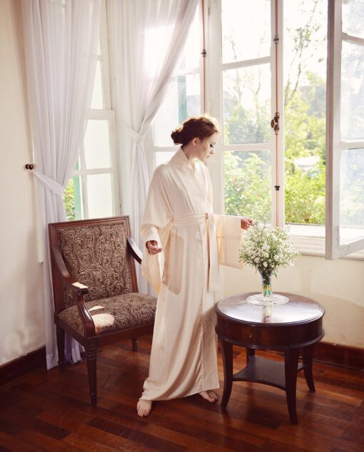 Luxury Silk Kimono Robe Long - Full Length Dressing Gown - Women's Sleepwear - Image 3
