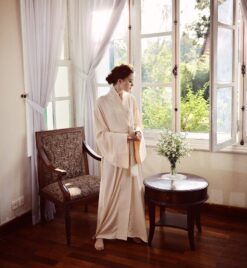 Luxury Silk Kimono Robe Long - Full Length Dressing Gown - Women's Sleepwear
