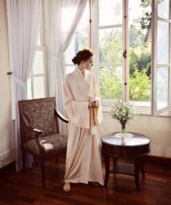 Luxury Silk Kimono Robe Long - Full Length Dressing Gown - Women's Sleepwear