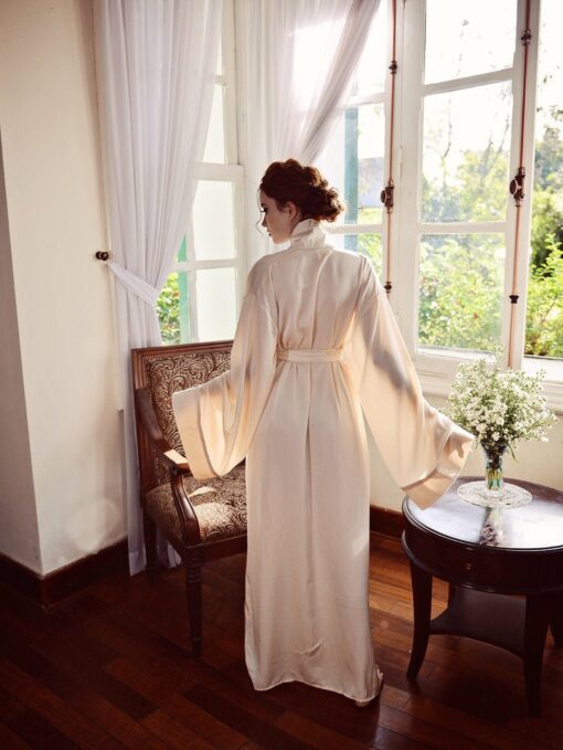Luxury Silk Kimono Robe Long - Full Length Dressing Gown - Women's Sleepwear - Image 4
