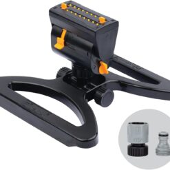 Melnor MiniMax Turbo Oscillator Sprinkler - 4000 Sq Ft Coverage + Quick Connect Kit - Black/Yellow