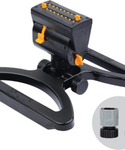Melnor MiniMax Turbo Oscillator Sprinkler - 4000 Sq Ft Coverage + Quick Connect Kit - Black/Yellow