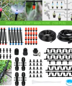 MIXC 226FT Greenhouse Micro Drip Irrigation Kit - Automatic Plant Watering System with Adjustable Nozzles & 1/4" 1/2" Tubing
