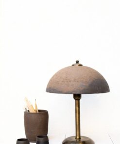 Mushroom Lamp Ceramic Bedside Table Lamp - Mid Century Modern Pottery Desk Light - Brown Abstract Pedestal Chandelier