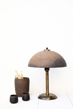 Mushroom Lamp Ceramic Bedside Table Lamp - Mid Century Modern Pottery Desk Light - Brown Abstract Pedestal Chandelier