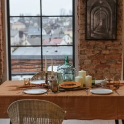 Natural Linen Tablecloth - Rustic Organic Table Decor for Wedding & Everyday Use