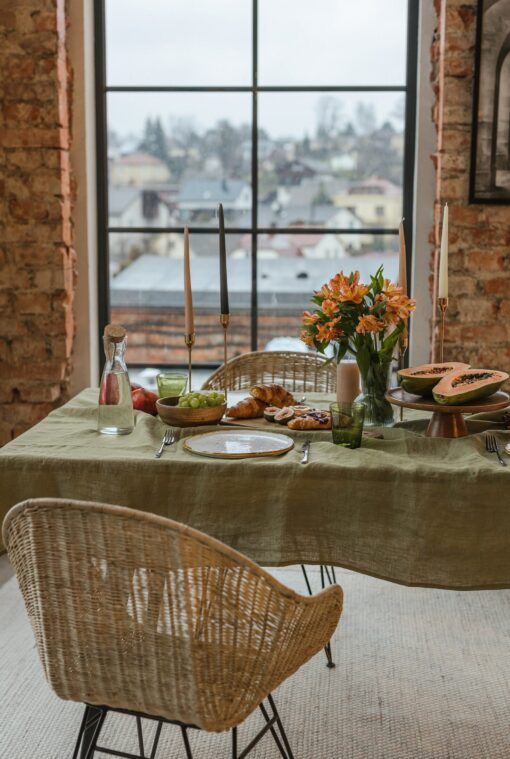 Natural Linen Tablecloth - Rustic Organic Table Decor for Wedding & Everyday Use - Image 2