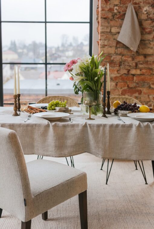 Natural Linen Tablecloth - Rustic Organic Table Decor for Wedding & Everyday Use - Image 4