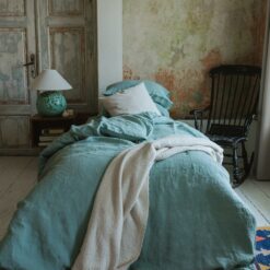 Ocean Mint Linen Bedding Set - Handmade Flax Duvet Cover & Pillowcases - Queen King Twin Double