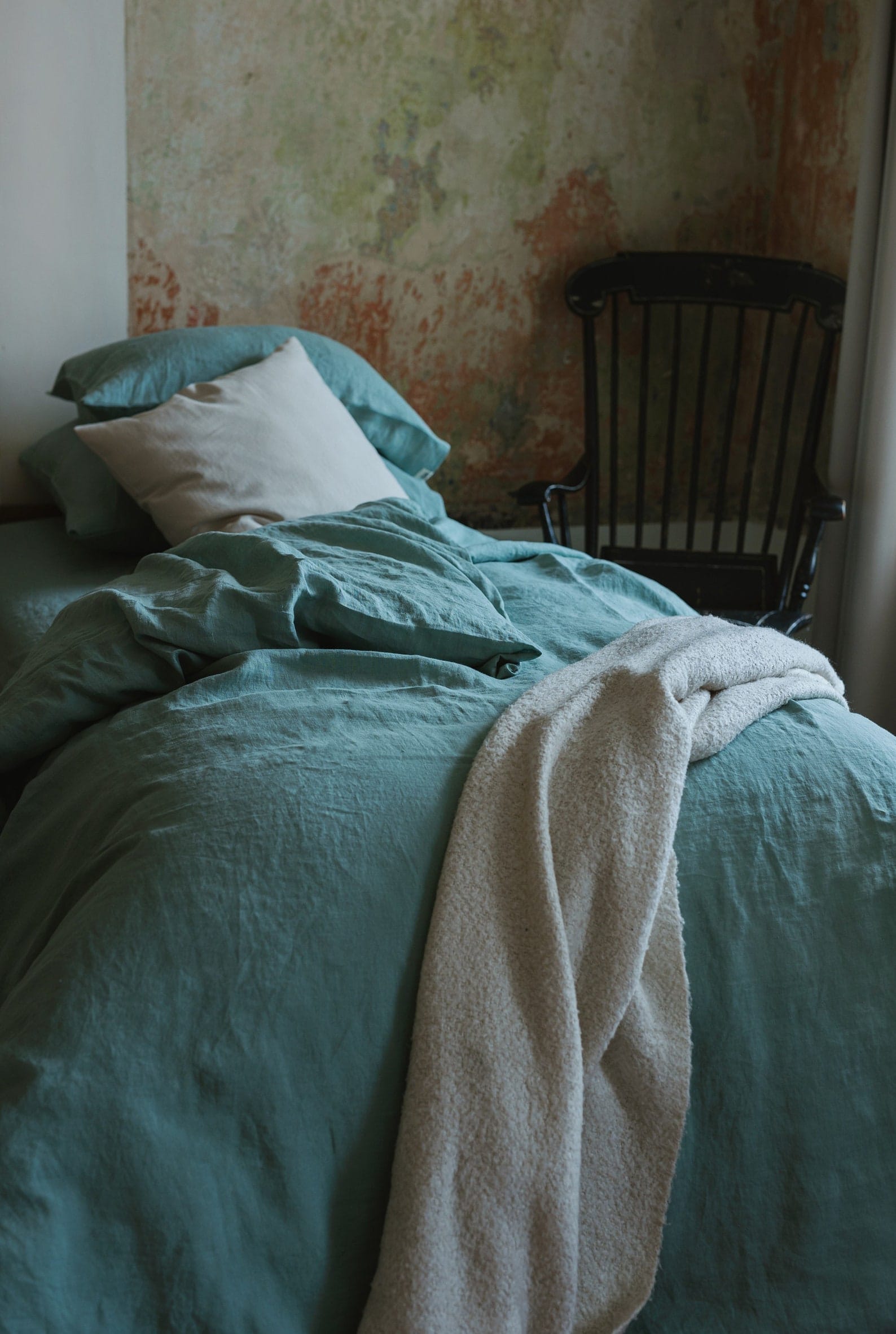 Ocean Mint Linen Bedding Set - Handmade Flax Duvet Cover & Pillowcases - Queen King Twin Double - Image 2