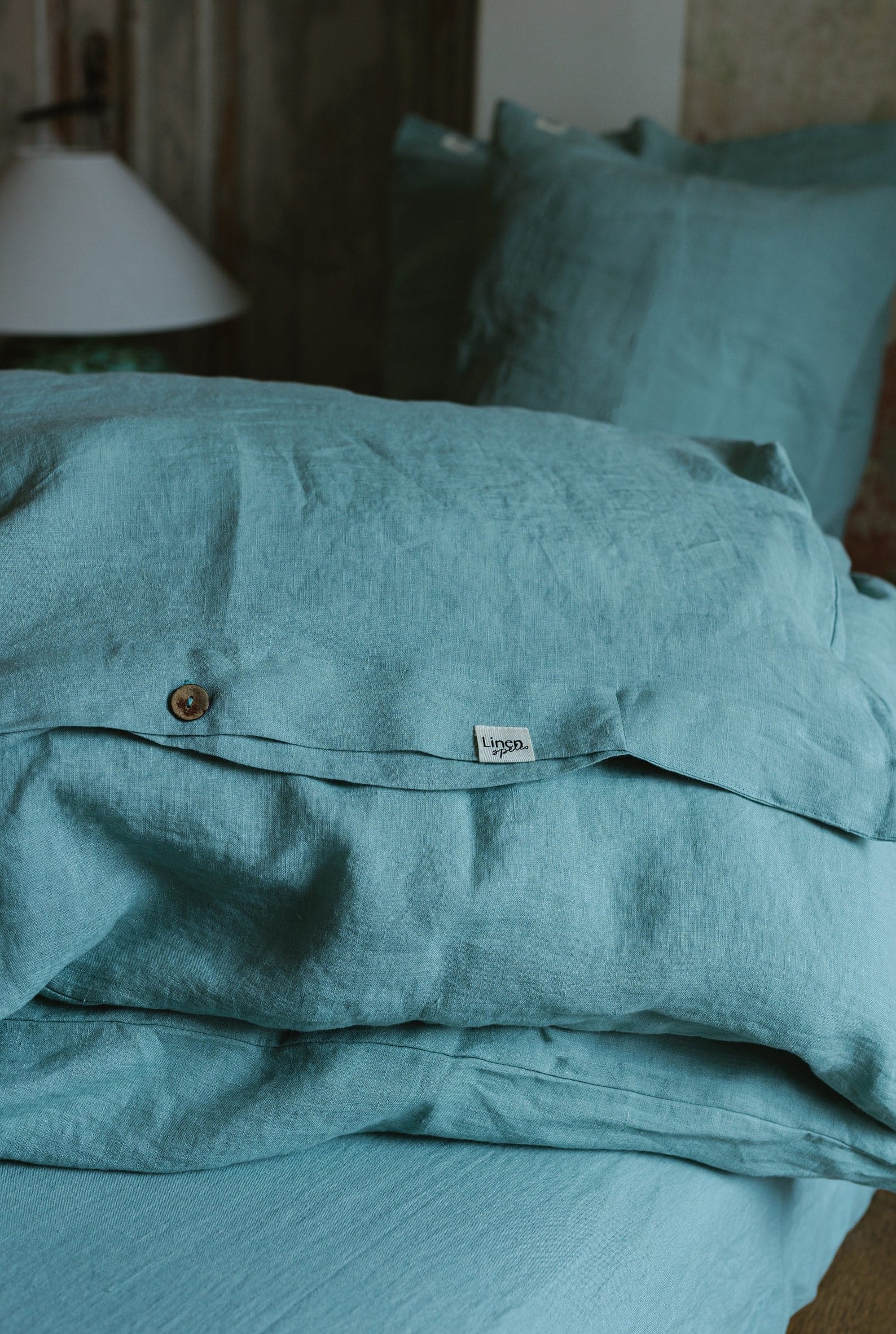 Ocean Mint Linen Bedding Set - Handmade Flax Duvet Cover & Pillowcases - Queen King Twin Double - Image 4