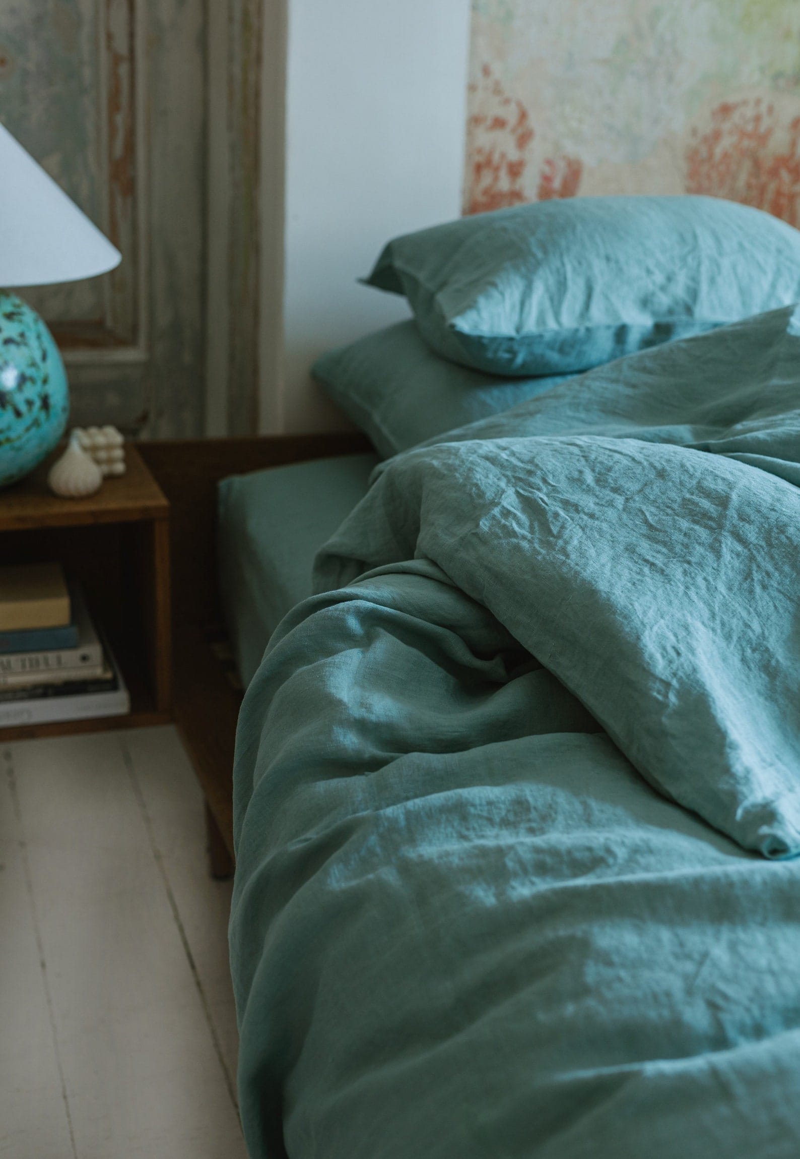 Ocean Mint Linen Bedding Set - Handmade Flax Duvet Cover & Pillowcases - Queen King Twin Double - Image 3