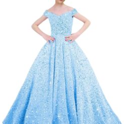 Off Shoulder Sequin Flower Girl Dress Wedding Sparkly Pageant Ball Gown Princess Toddler Kids