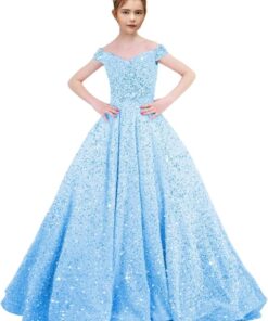Off Shoulder Sequin Flower Girl Dress Wedding Sparkly Pageant Ball Gown Princess Toddler Kids