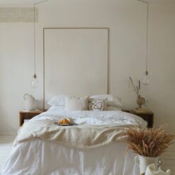 Organic Flax Linen Bedding Set - Duvet Cover & 2 Pillowcases - Queen King Twin Full - White
