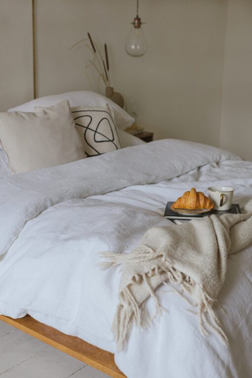 Organic Flax Linen Bedding Set - Duvet Cover & 2 Pillowcases - Queen King Twin Full - White - Image 3