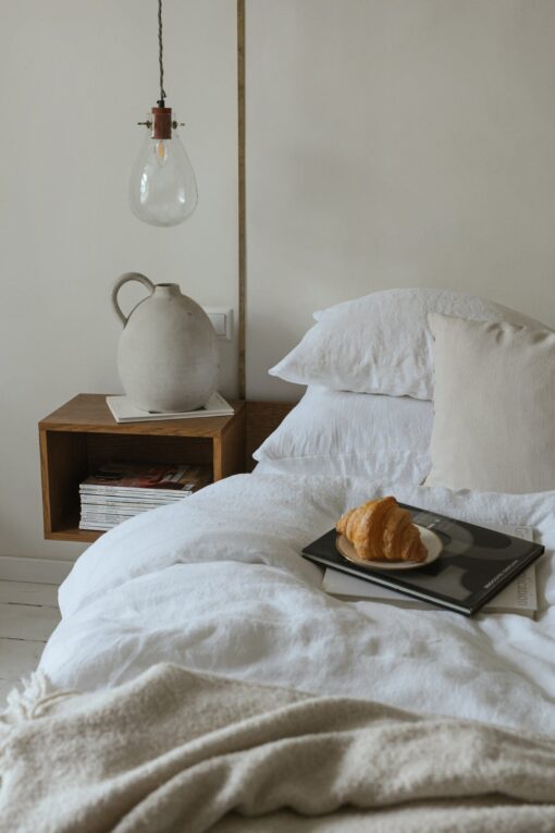 Organic Flax Linen Bedding Set - Duvet Cover & 2 Pillowcases - Queen King Twin Full - White - Image 2