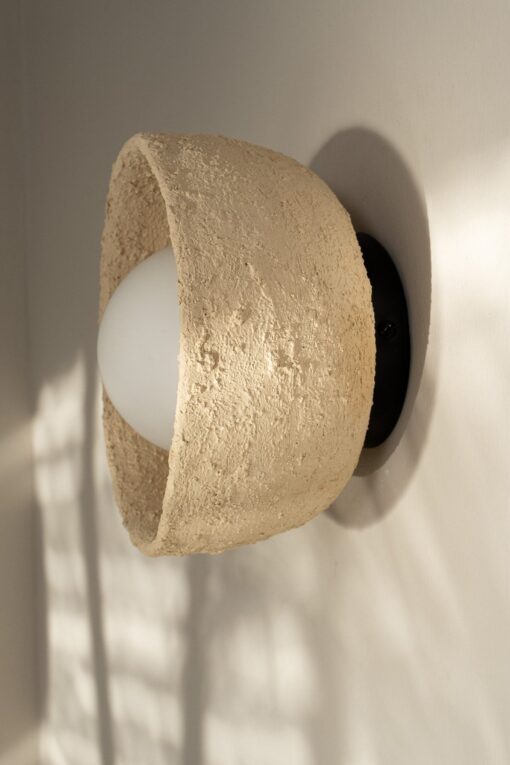 Personalized Beige Ceramic Wall Sconce - Natural Bedroom Lighting - Modern Wall Lamp - Image 4
