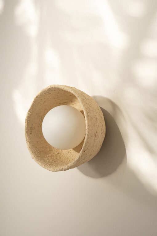 Personalized Beige Ceramic Wall Sconce - Natural Bedroom Lighting - Modern Wall Lamp - Image 3