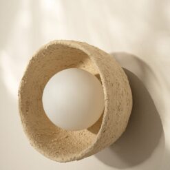 Personalized Beige Ceramic Wall Sconce - Natural Bedroom Lighting - Modern Wall Lamp