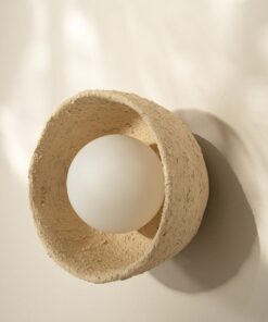 Personalized Beige Ceramic Wall Sconce - Natural Bedroom Lighting - Modern Wall Lamp