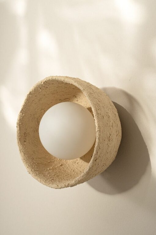 Personalized Beige Ceramic Wall Sconce - Natural Bedroom Lighting - Modern Wall Lamp