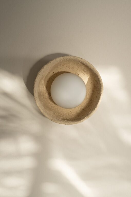 Personalized Beige Ceramic Wall Sconce - Natural Bedroom Lighting - Modern Wall Lamp - Image 2