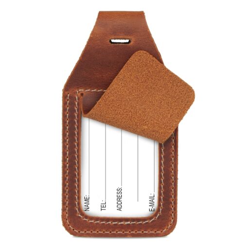 Personalized Leather AirTag Luggage Tag - Engraved Name ID - Custom Travel Bag Backpack Tag - Retro Style - Image 2