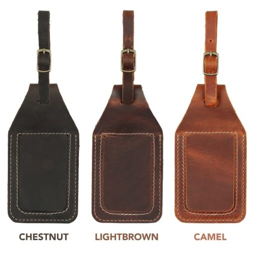Personalized Leather AirTag Luggage Tag - Engraved Name ID - Custom Travel Bag Backpack Tag - Retro Style