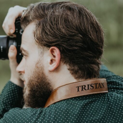 Personalized Leather Camera Strap - Custom Engraved DSLR Strap Item for Photographers - Him & Her - Image 2