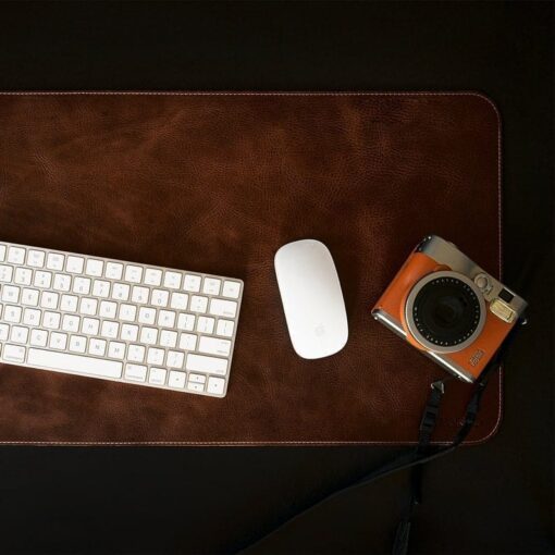 Personalized Leather Mouse Pad - Large Custom Desk Mat - Handcrafted Top Grain Leather - Extended Size - Monogrammed Office Decor