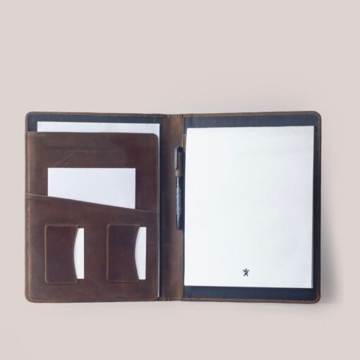 Personalized Leather Padfolio A4 - Custom Business Folder Notepad Holder - Engraved Item - Image 3