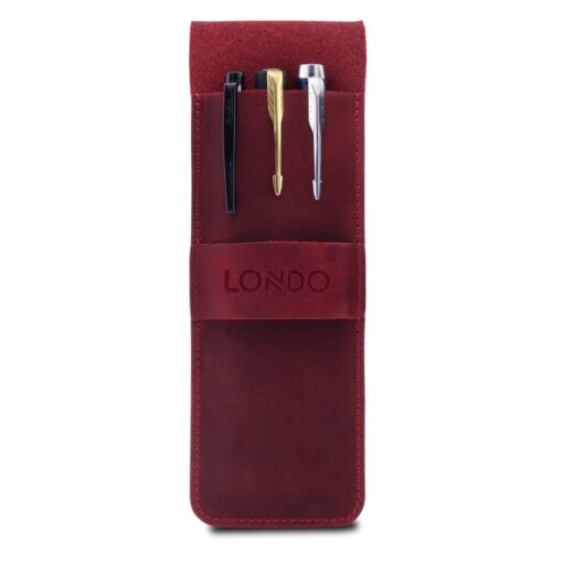 Personalized Leather Pencil Case - Custom Engraved Pen Pouch - Handmade Top Grain Leather Pen Holder - Tuck Flap Closure - Image 6